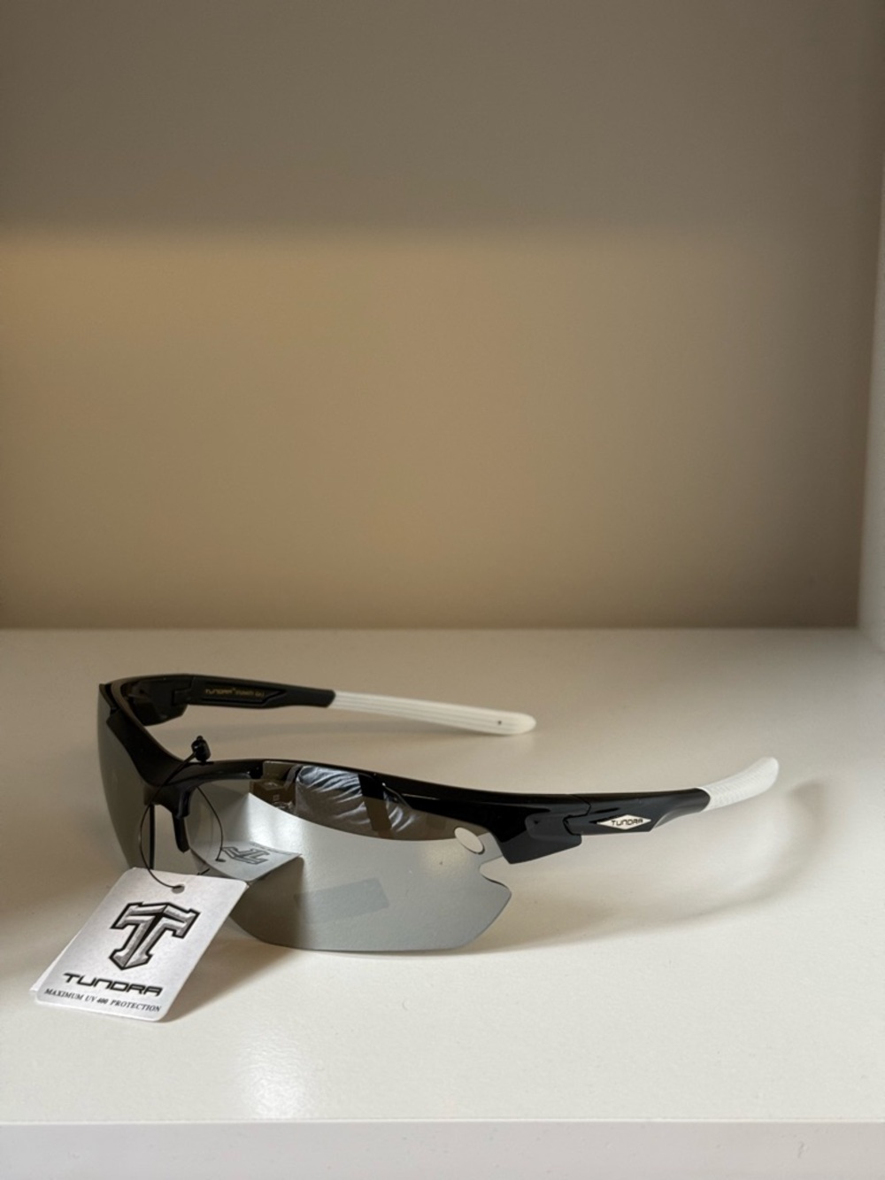 Tundra Black and White Sport Sunglasses with Silver Lenses